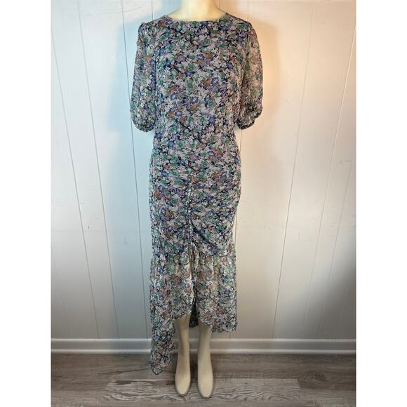 ASTR the Label Floral Puff Sleeve Ruched High-Low Dress in Size L - Picture 2 of 6